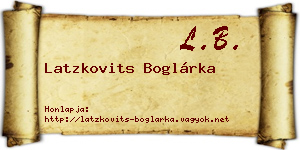 Latzkovits Boglárka névjegykártya