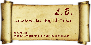 Latzkovits Boglárka névjegykártya
